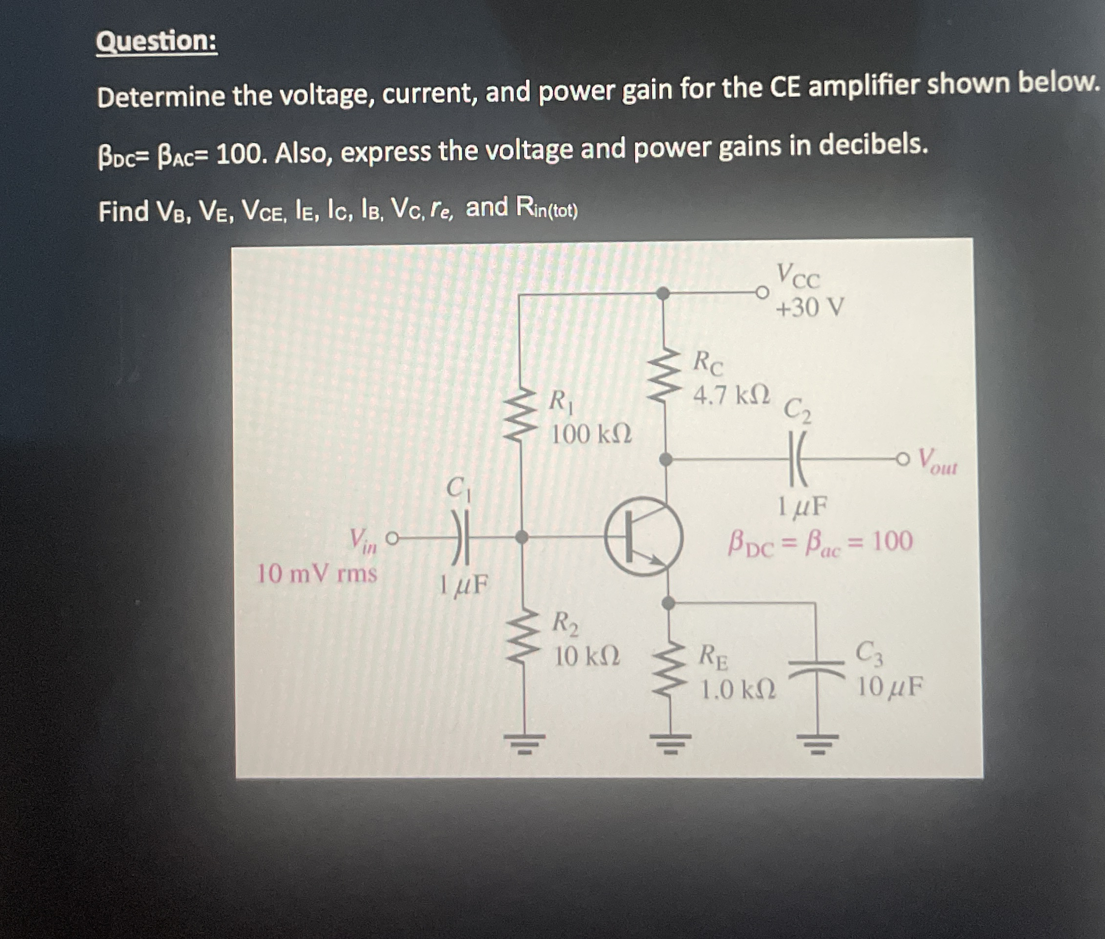 Question: Determine the voltage, current, and
