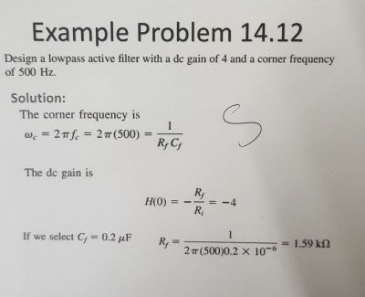 Example Problem 1 4 . 1 2 Design a lowpass active