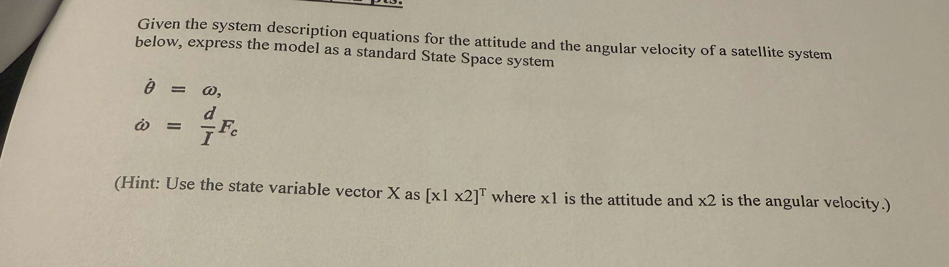 Given the system description equations for the