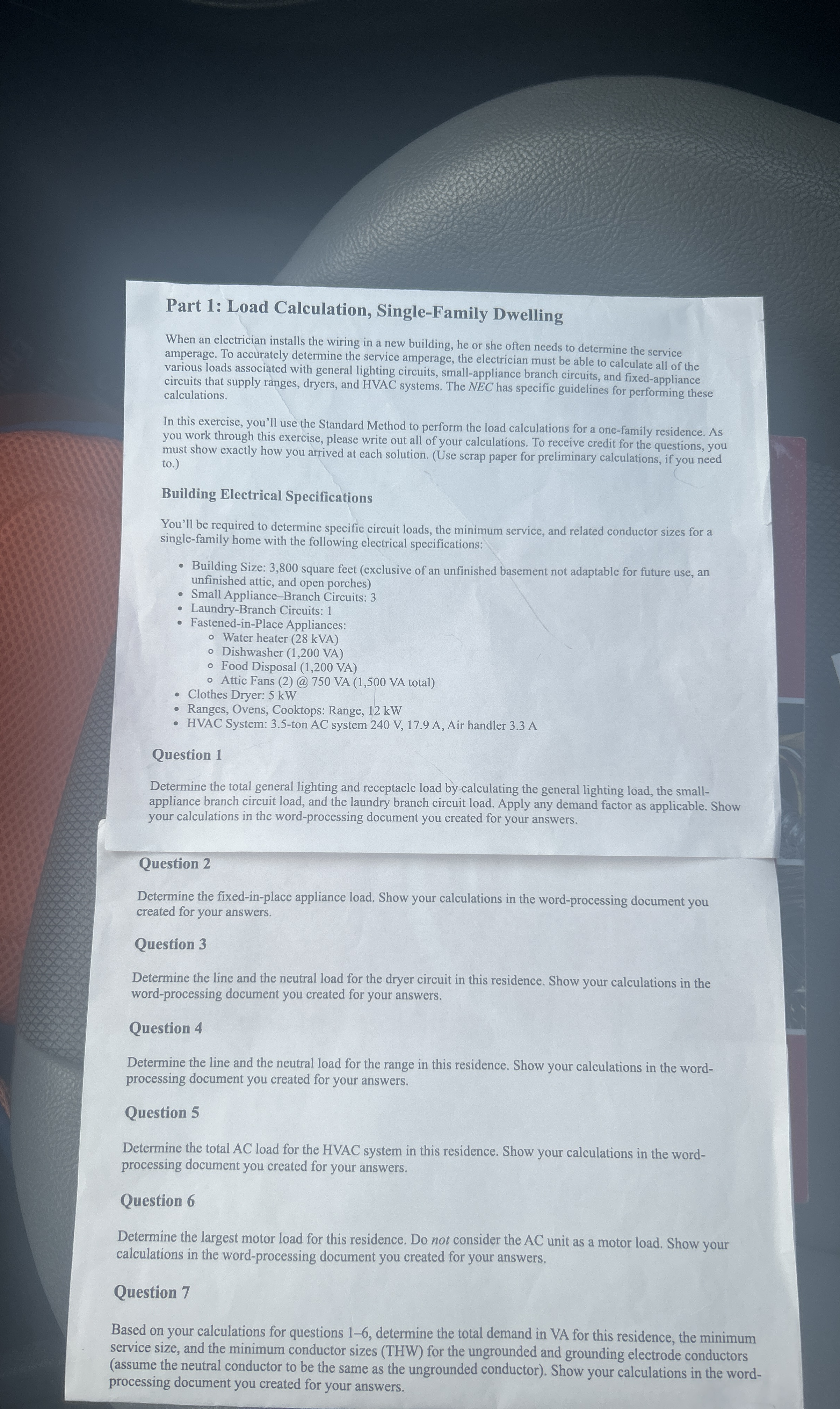 Part 1 : Load Calculation, Single - Family