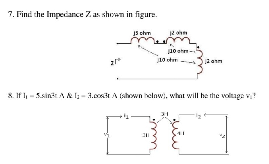Find the Impedance Z as shown in figure. If I 1 =