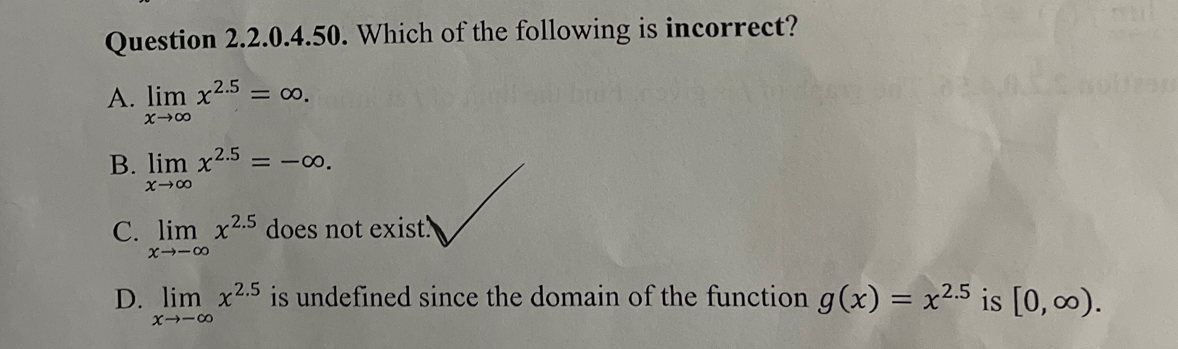 Question 2 . 2 . 0 . 4 . 5 0 . Which of the
