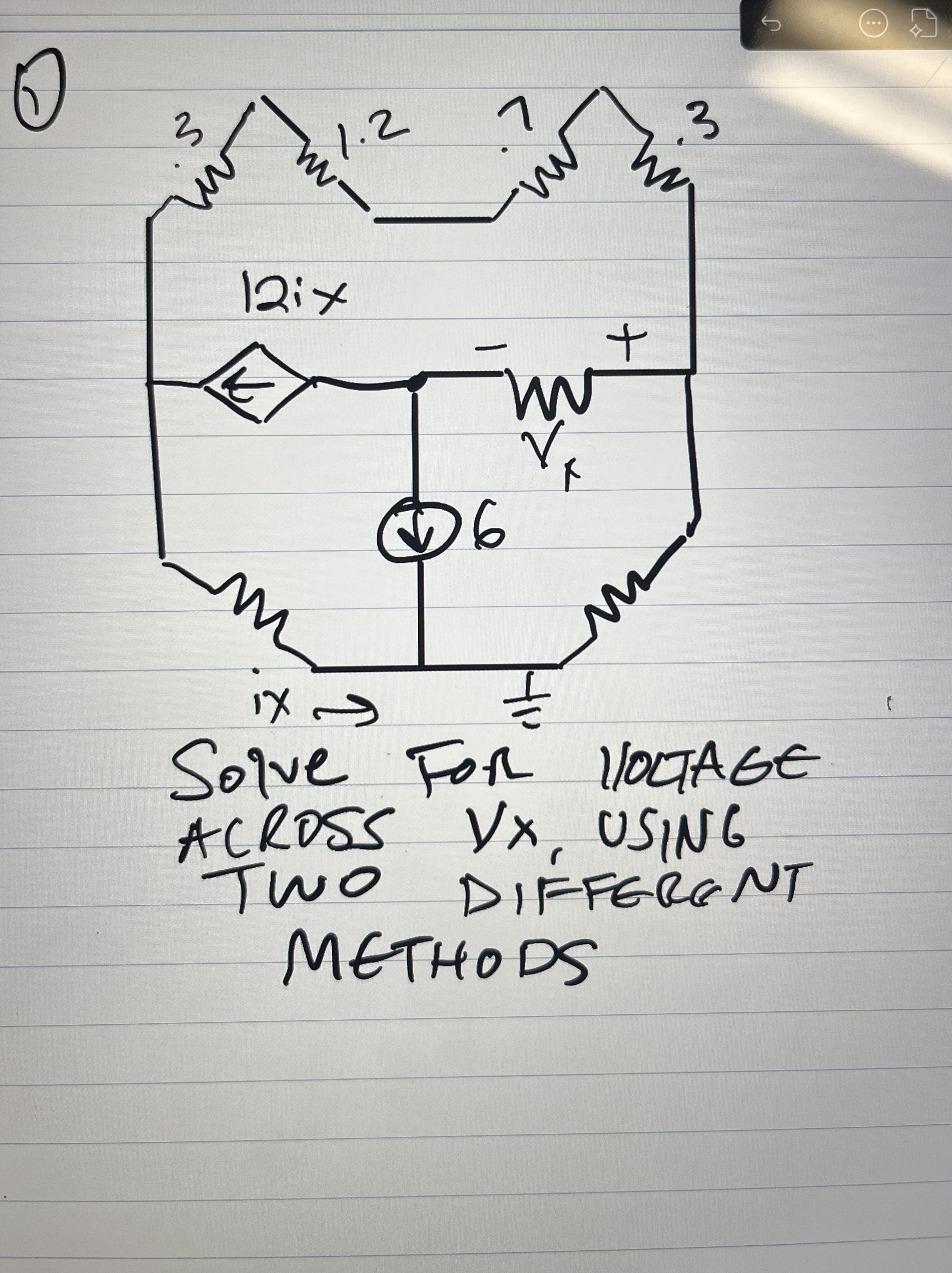( 1 ) Solve For vocatge ACROSS VX , USING TWO