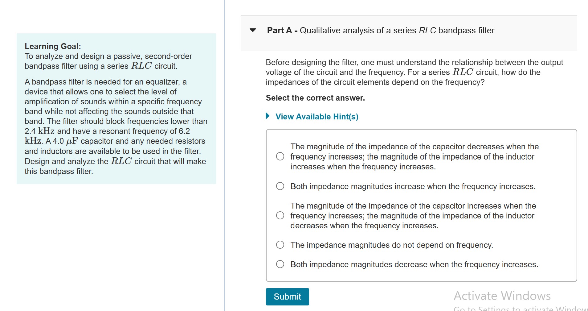 Learning Goal: To analyze and design a passive,