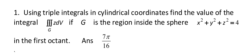 Using triple integrals in cylindrical coordinates