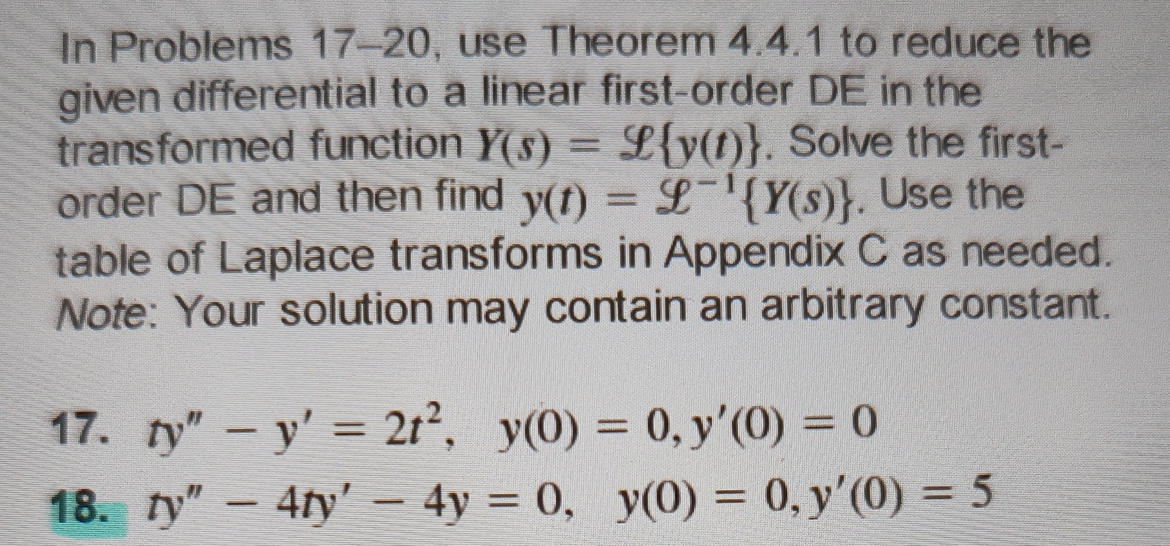 In Problems 1 7 - 2 0 , use Theorem 4 . 4 . 1 to