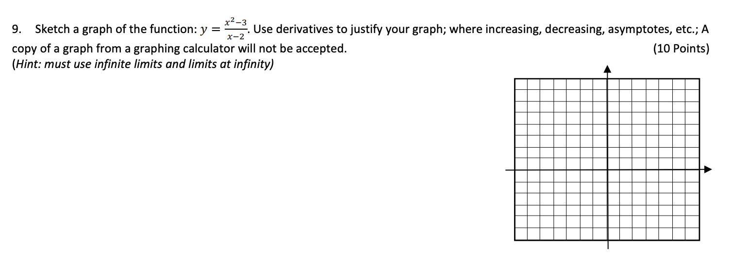 9 . Sketch a graph of the function: \ ( y = \