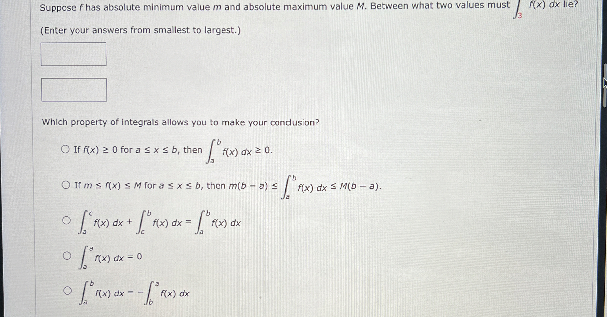 Suppose f has absolute minimum value m and