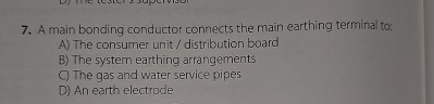 A main bonding conductor connects the main