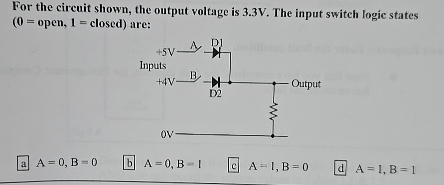 For the circuit shown, the output voltage is 3 .