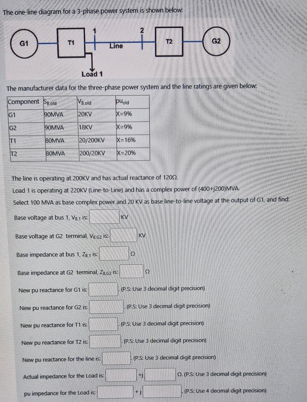 The one - line diagram for a 3 - phase power