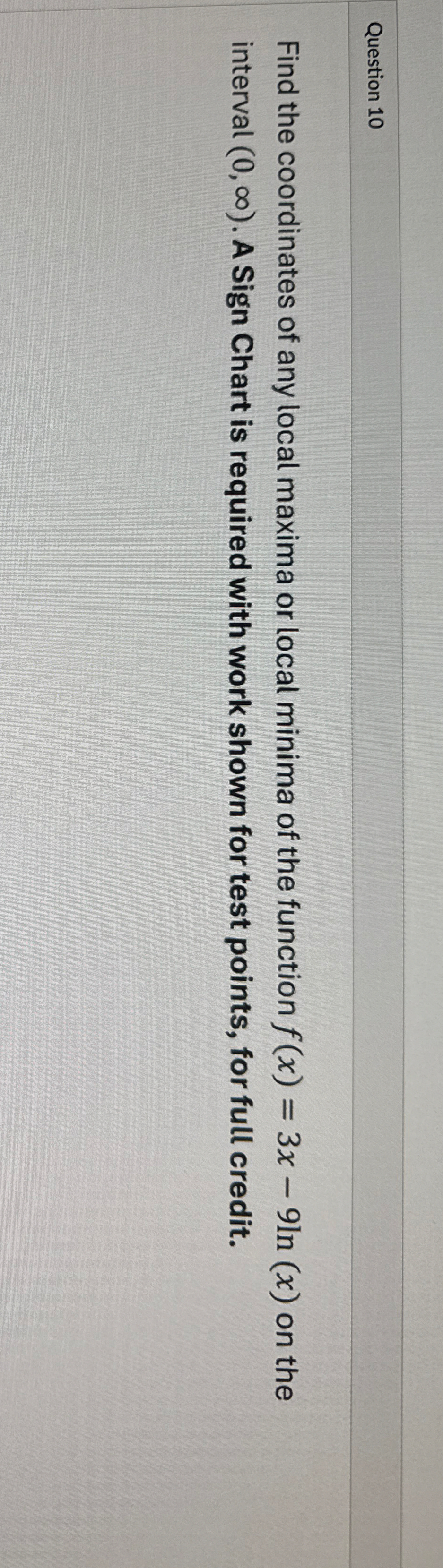 Question 1 0 Find the coordinates of any local
