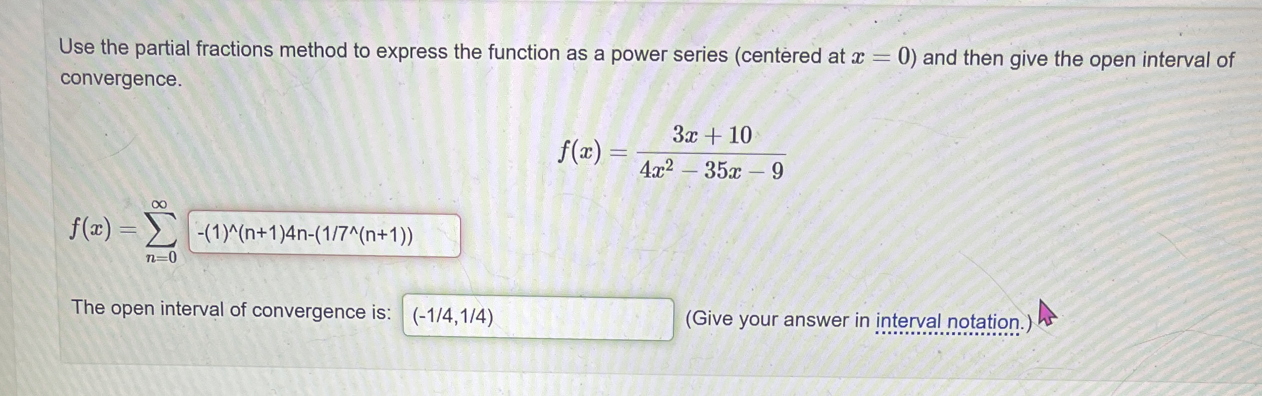Use the partial fractions method to express the
