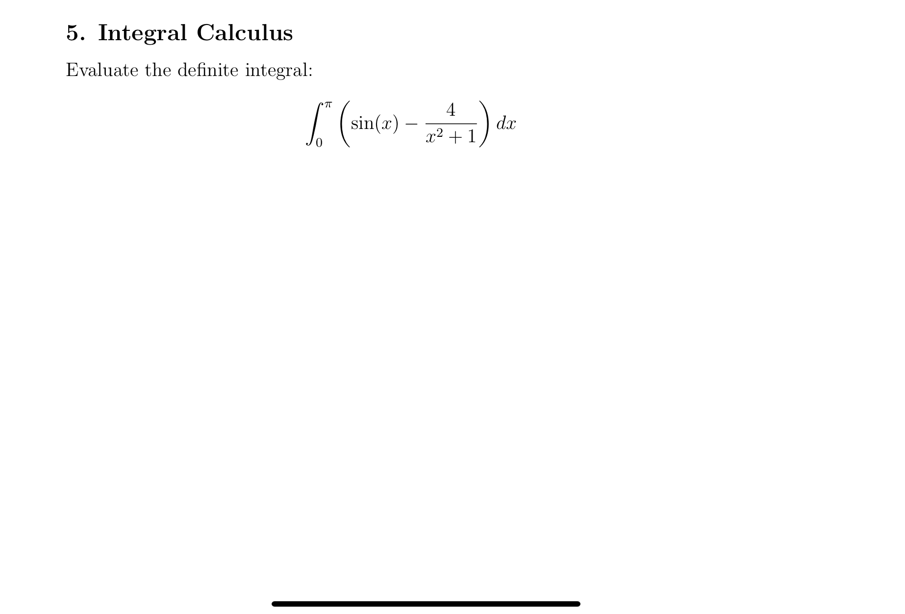 Integral Calculus Evaluate the definite integral: