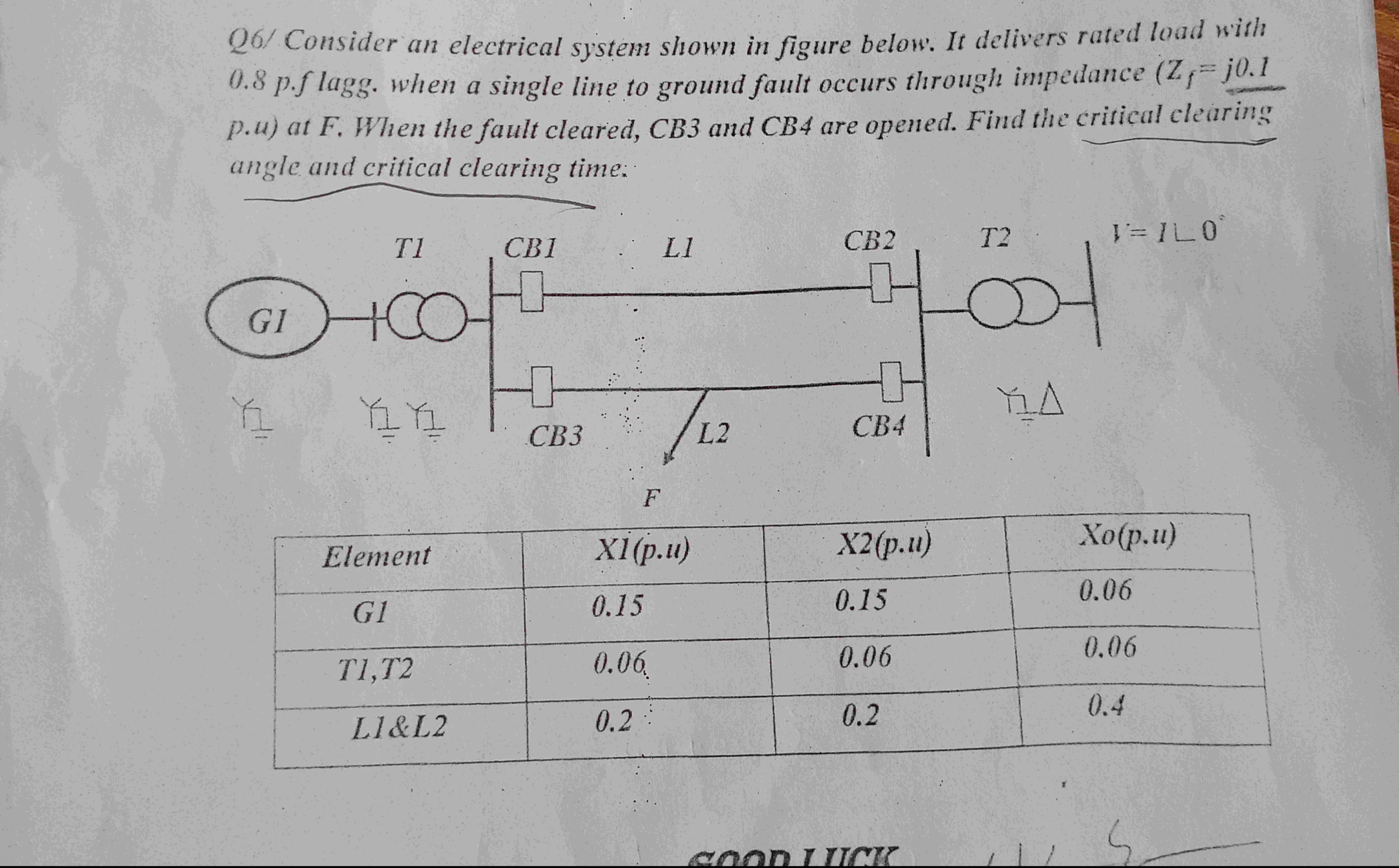 Q 6 / Consider an electrical system shown in