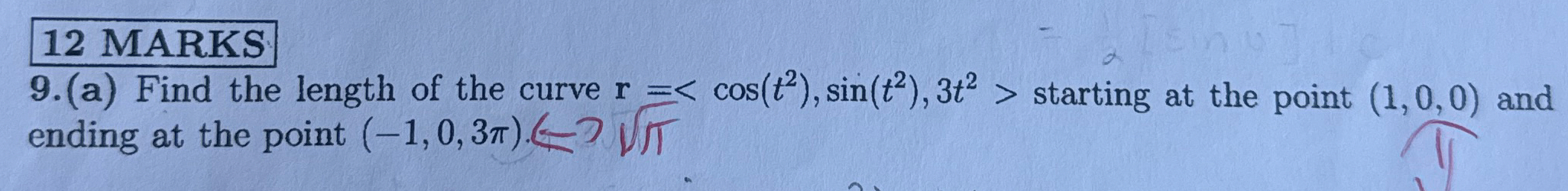 1 2 MARKS 9 . ( a ) Find the length of the curve