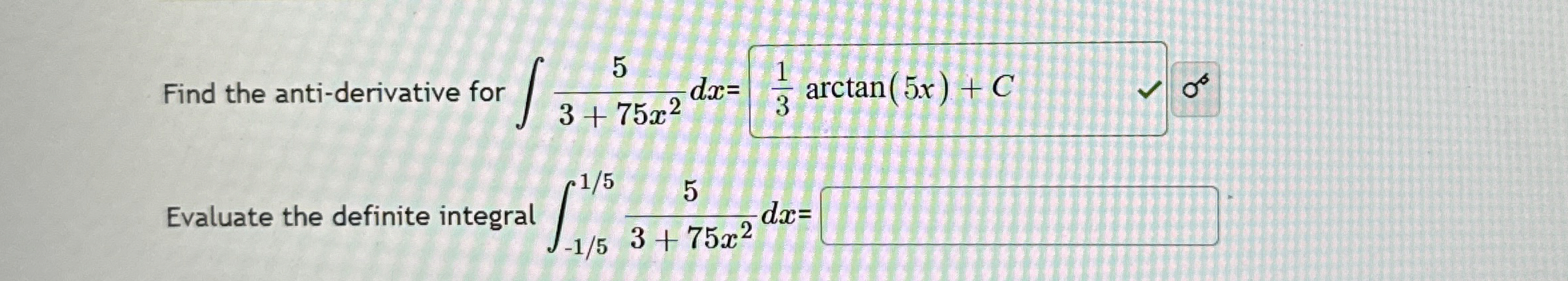 Find the anti - derivative for 5 3 + 7 5 x 2 d x