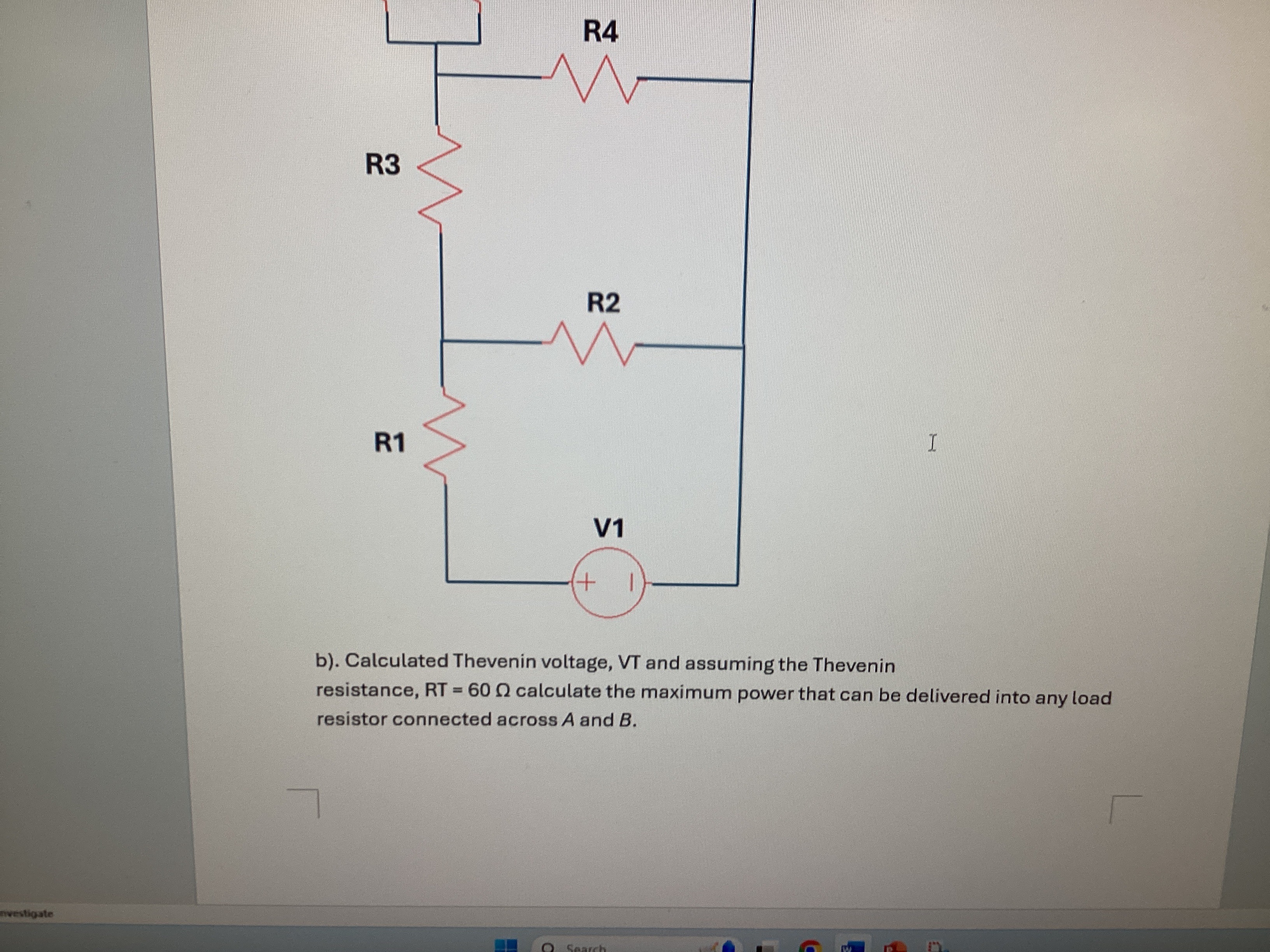 b ) . Using the Calculated Thevenin voltage, 6 .