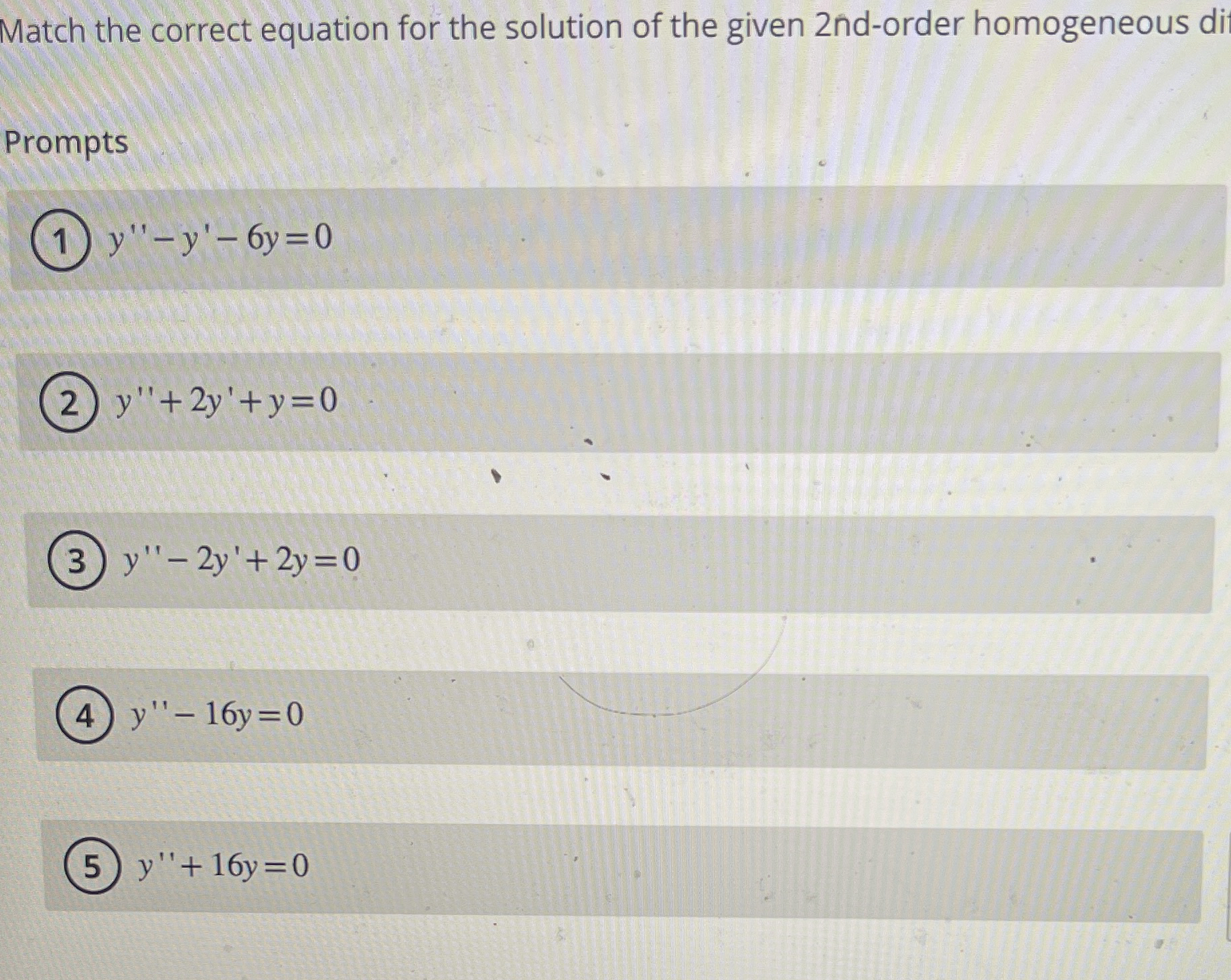 Find the correct equation for the solution of the