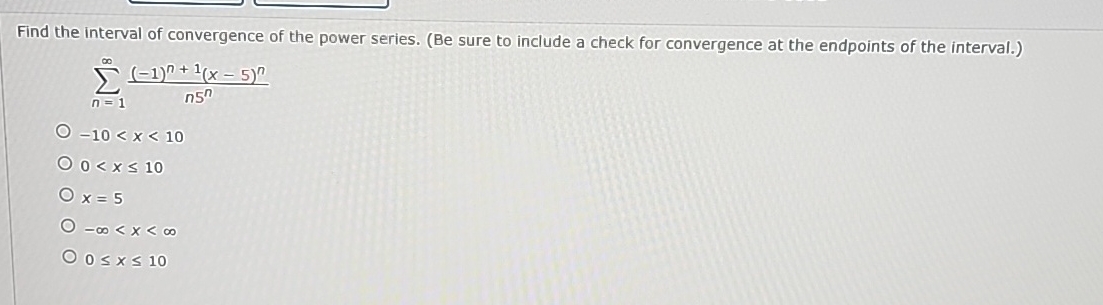 Find the interval of convergence of the power