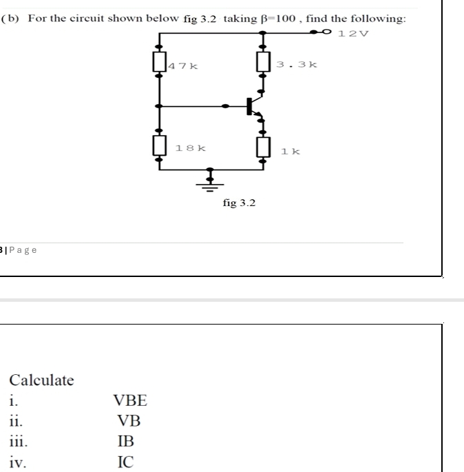 ( b ) For the circuit shown below fig 3 . 2