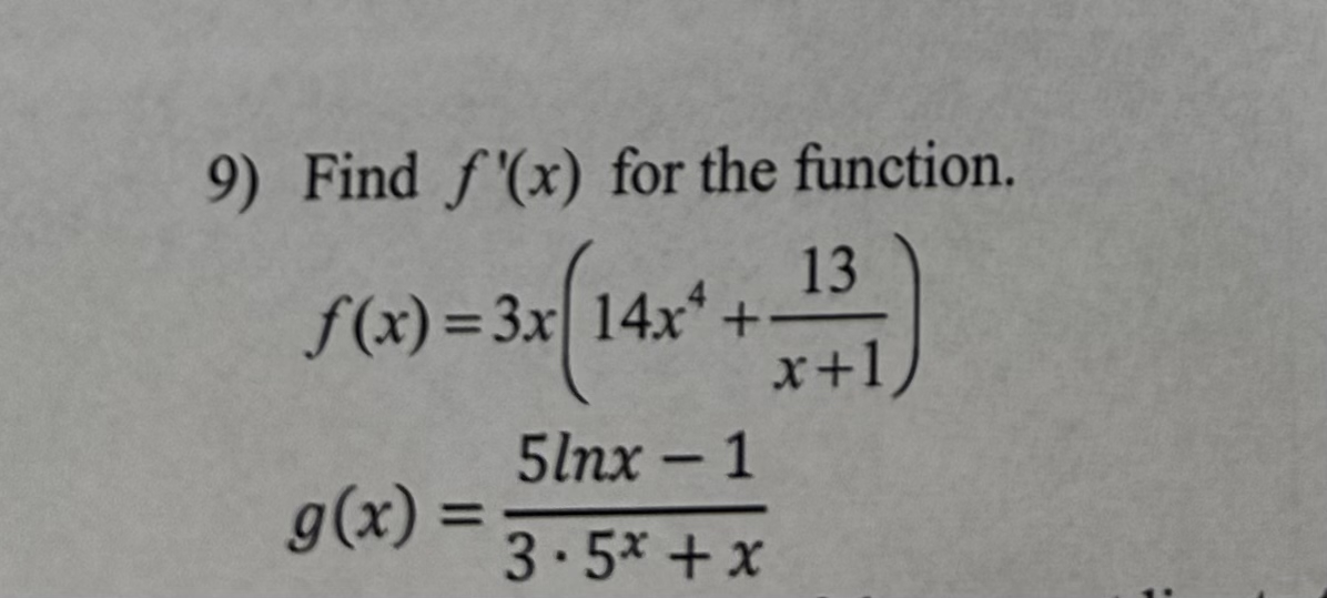 Find f ' ( x ) for the function. f ( x ) = 3 x (