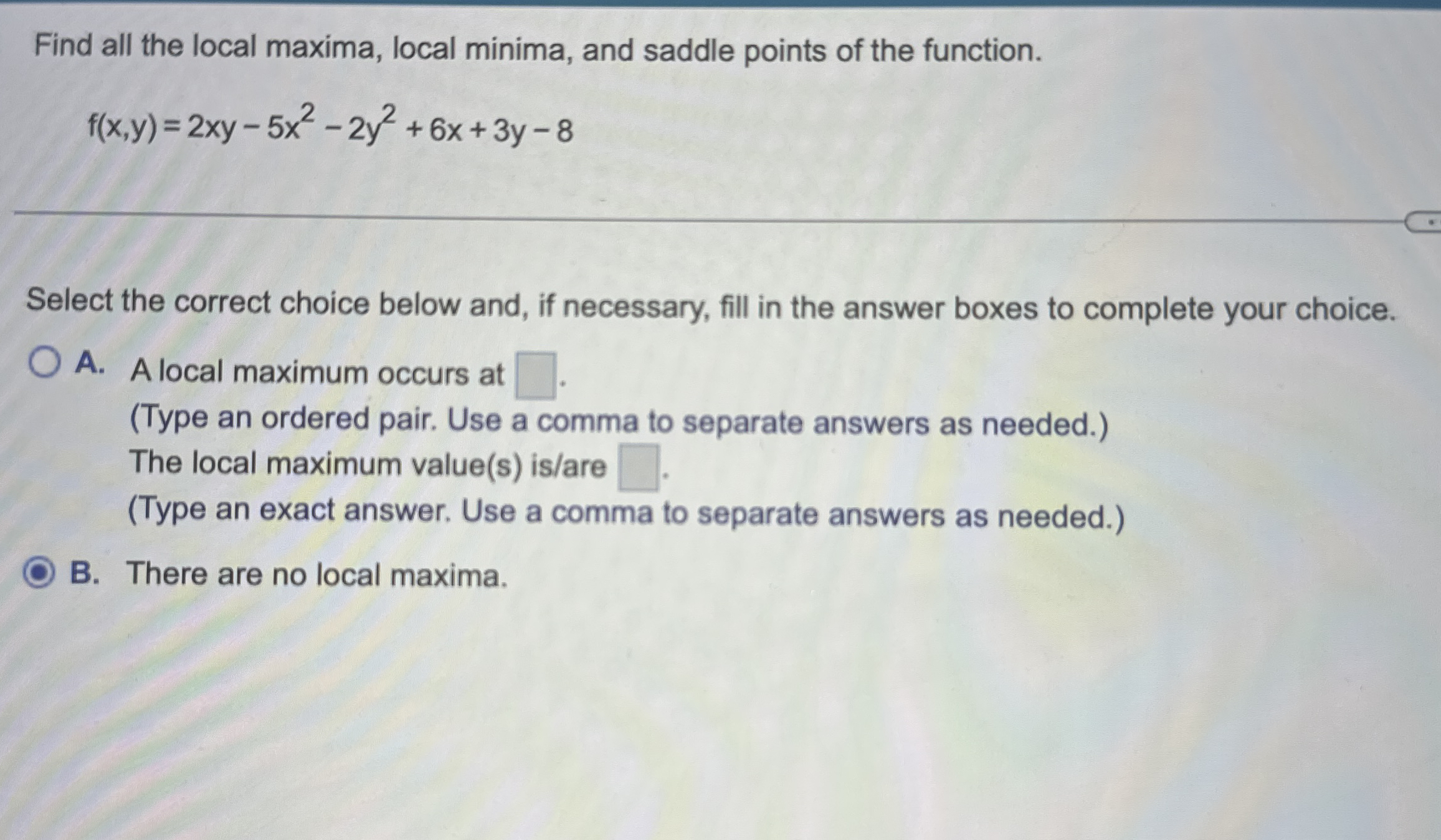Find all the local maxima, local minima, and