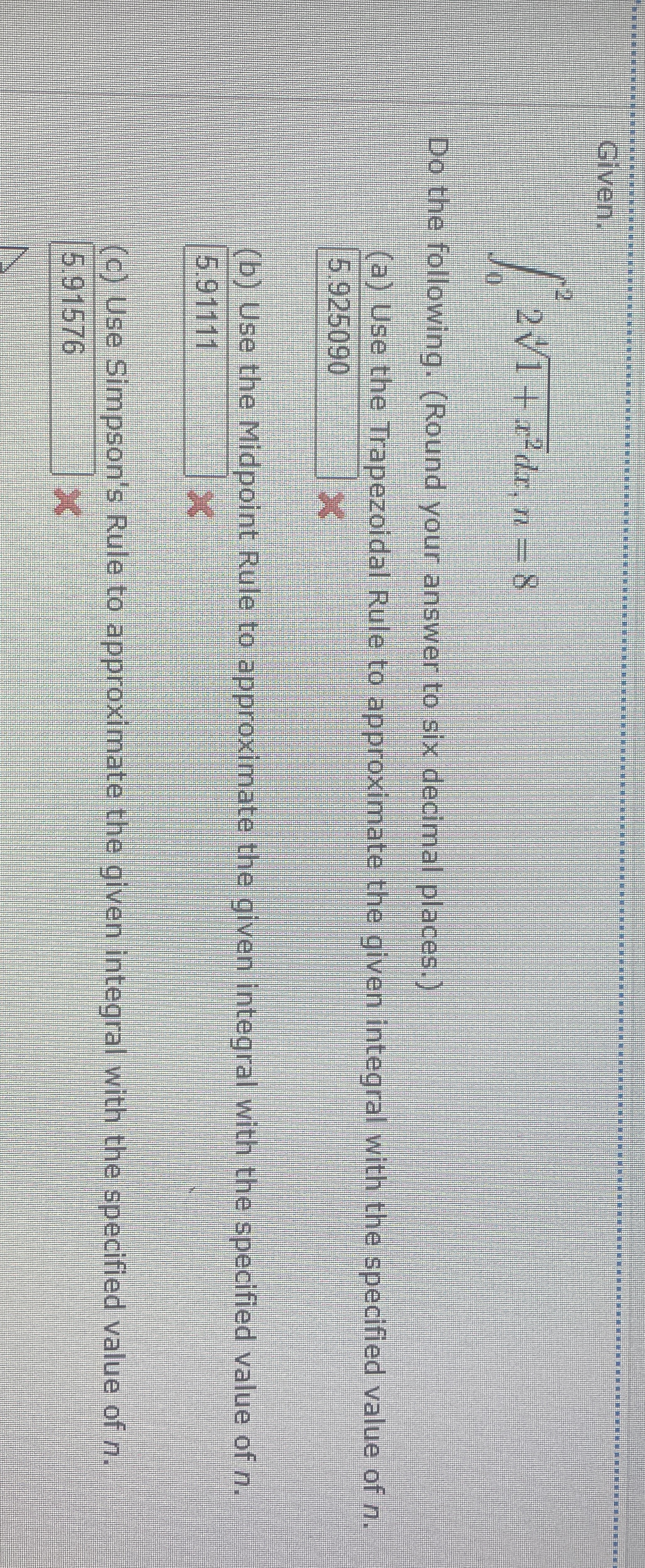 Help approximate intergals
