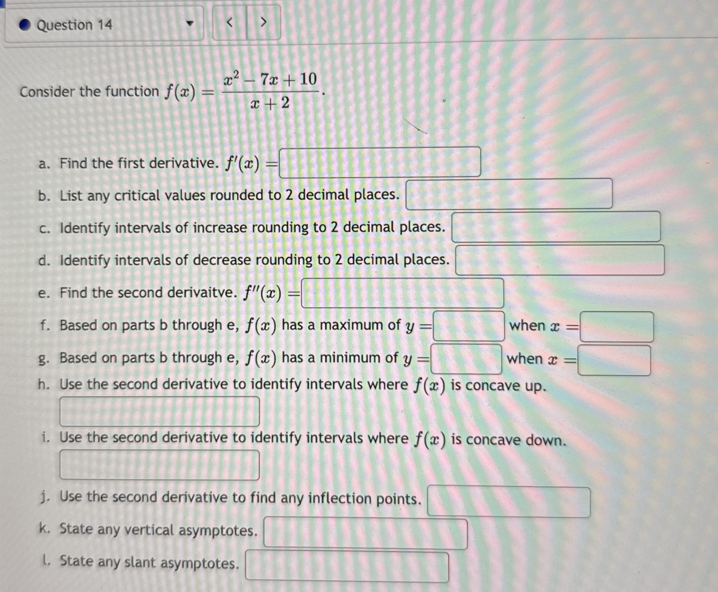 Question 1 4 Consider the function f ( x ) = x 2