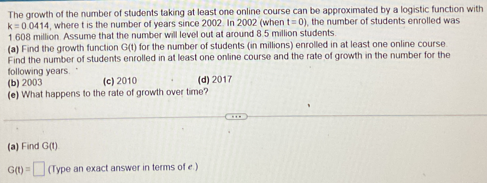 The growth of the number of students taking at