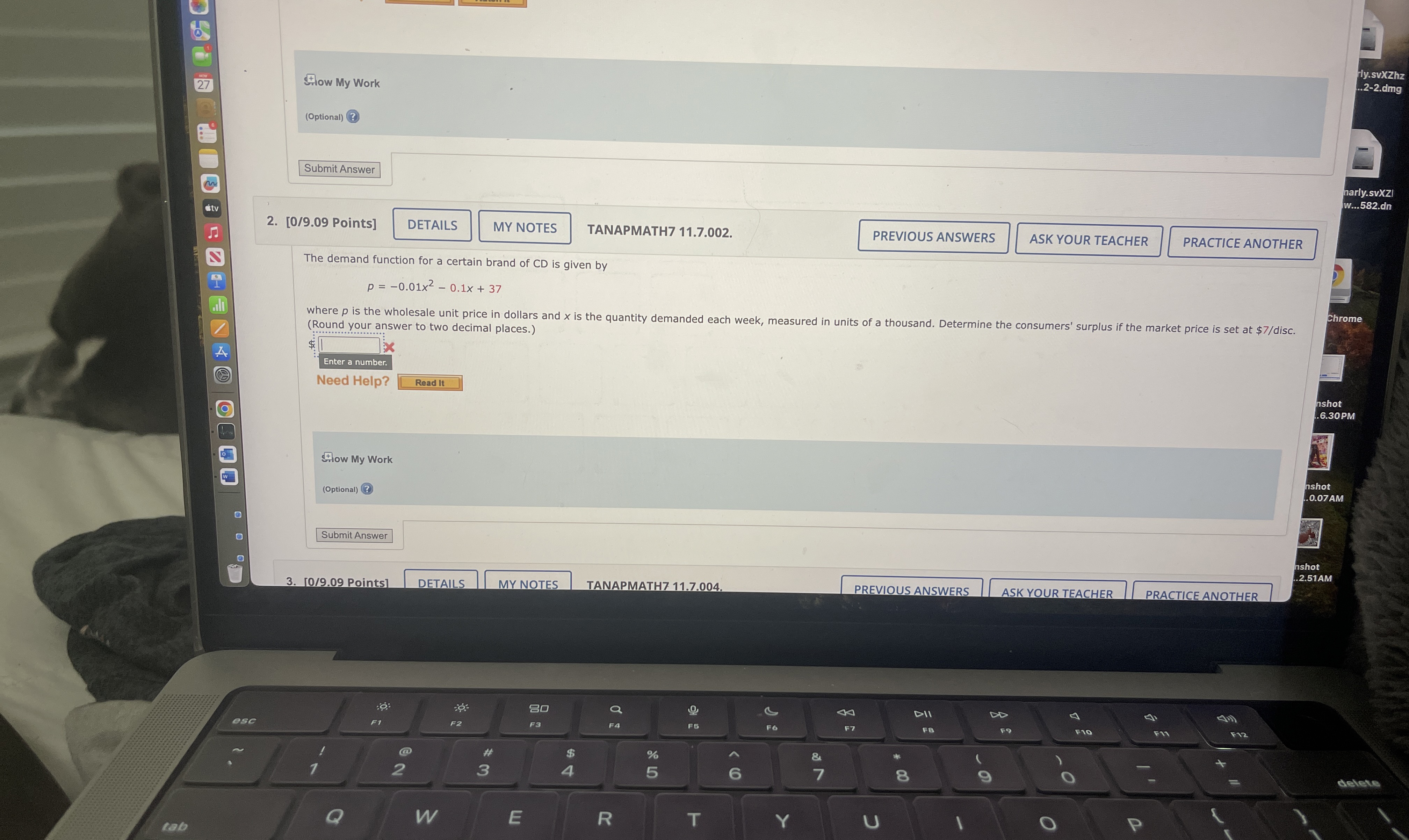 flow My Work ( Optional ) Submit Answer 2 . [ 0 /