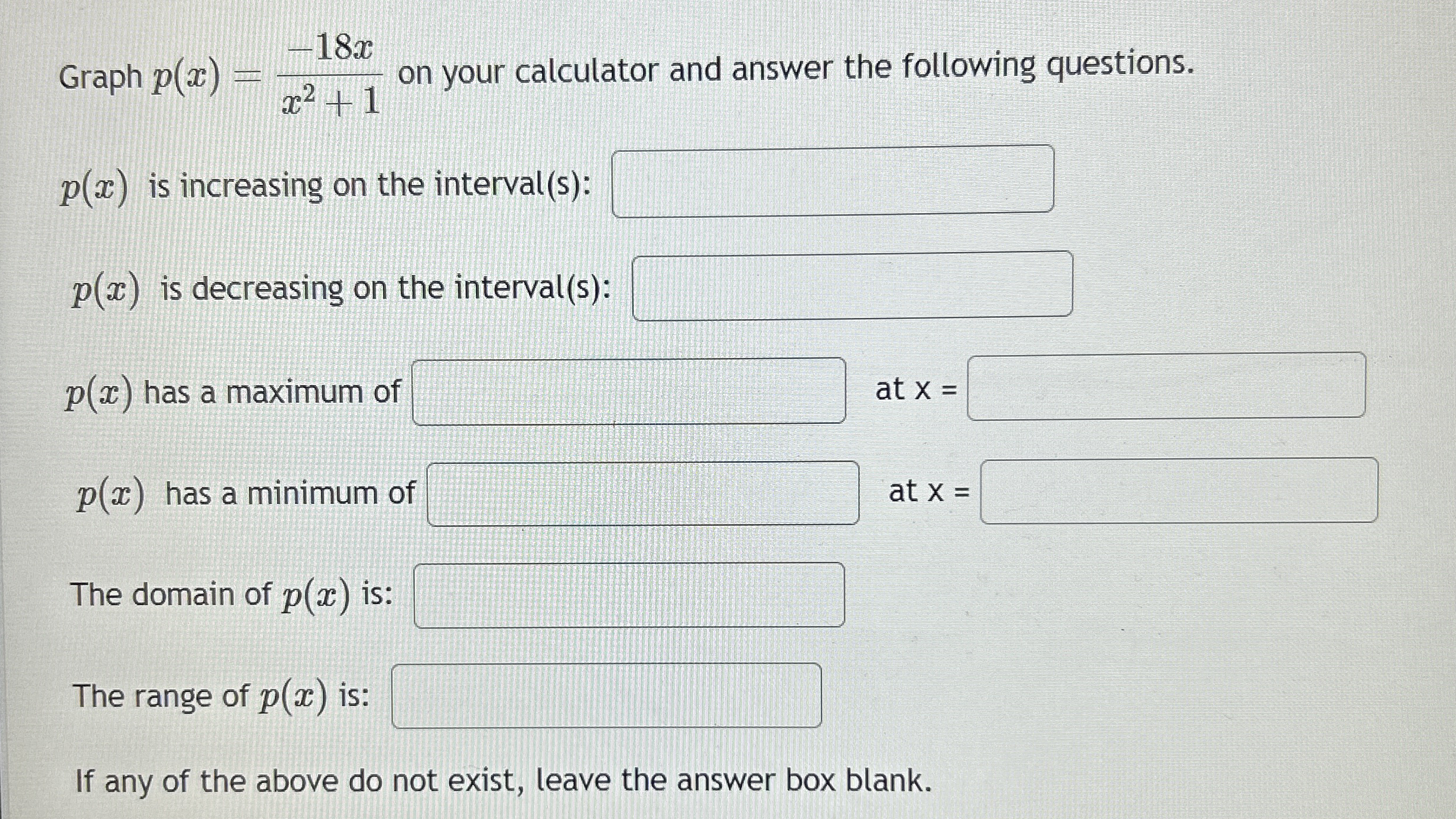 Graph p ( x ) = - 1 8 x x 2 + 1 on your