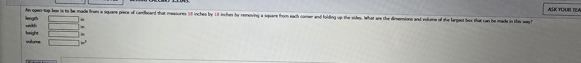 length width height ASK YOUR TEA volume in ? 3