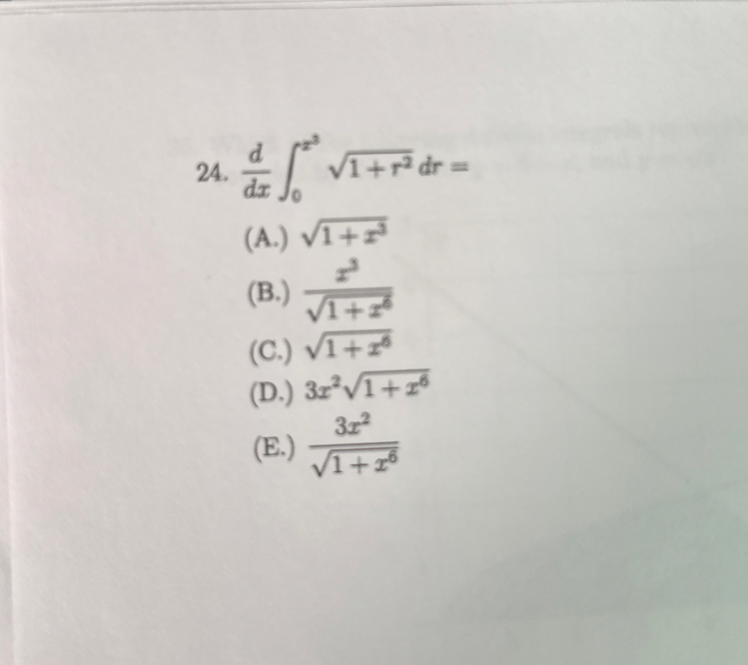 d d x 0 x 3 1 + r 2 2 d r = ( A . ) 1 + x 3 2 ( B