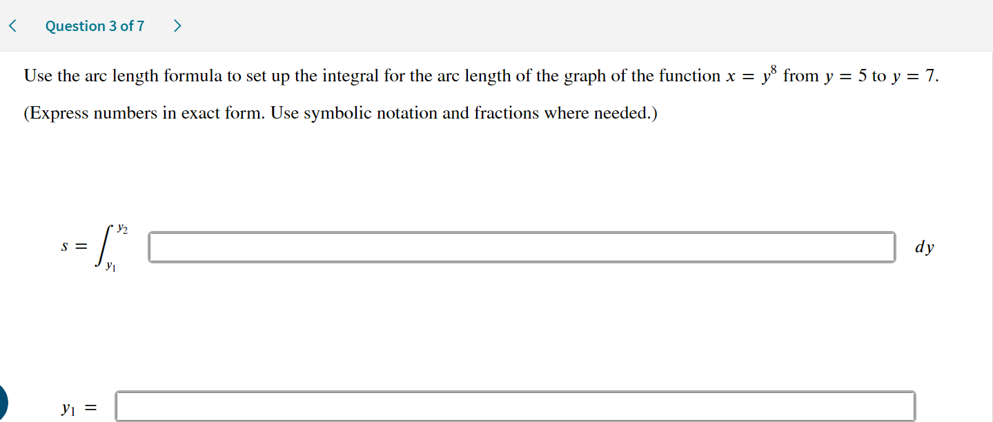 Use the arc length formula to set up the integral