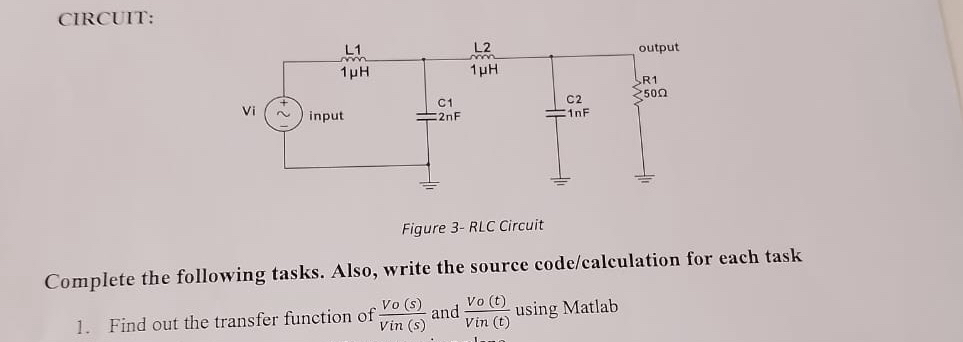 CIRCUIT: Figure 3 - RLC Circuit Complete the