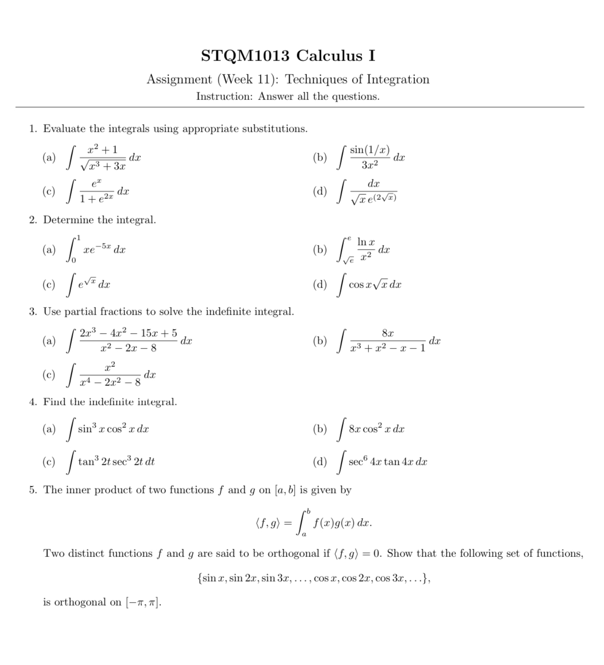STQM 1 0 1 3 Calculus I Assignment ( Week 1 1 ) :