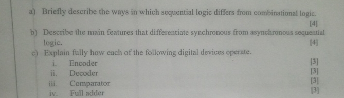 a ) Briefly describe the ways in which sequential