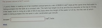 The answer above is NOT correct. ( 1 point )