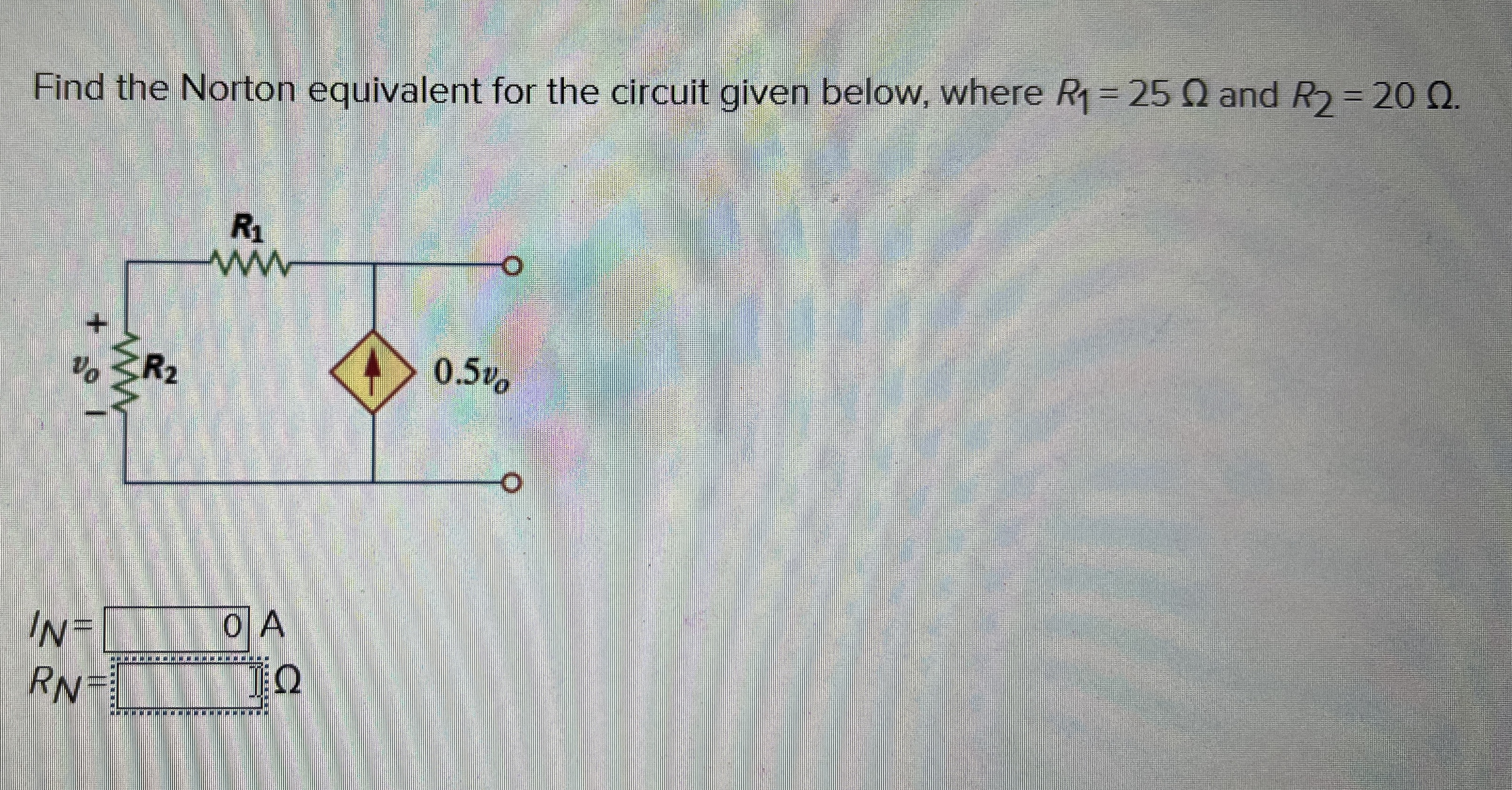 Find the Norton equivalent for the circuit given