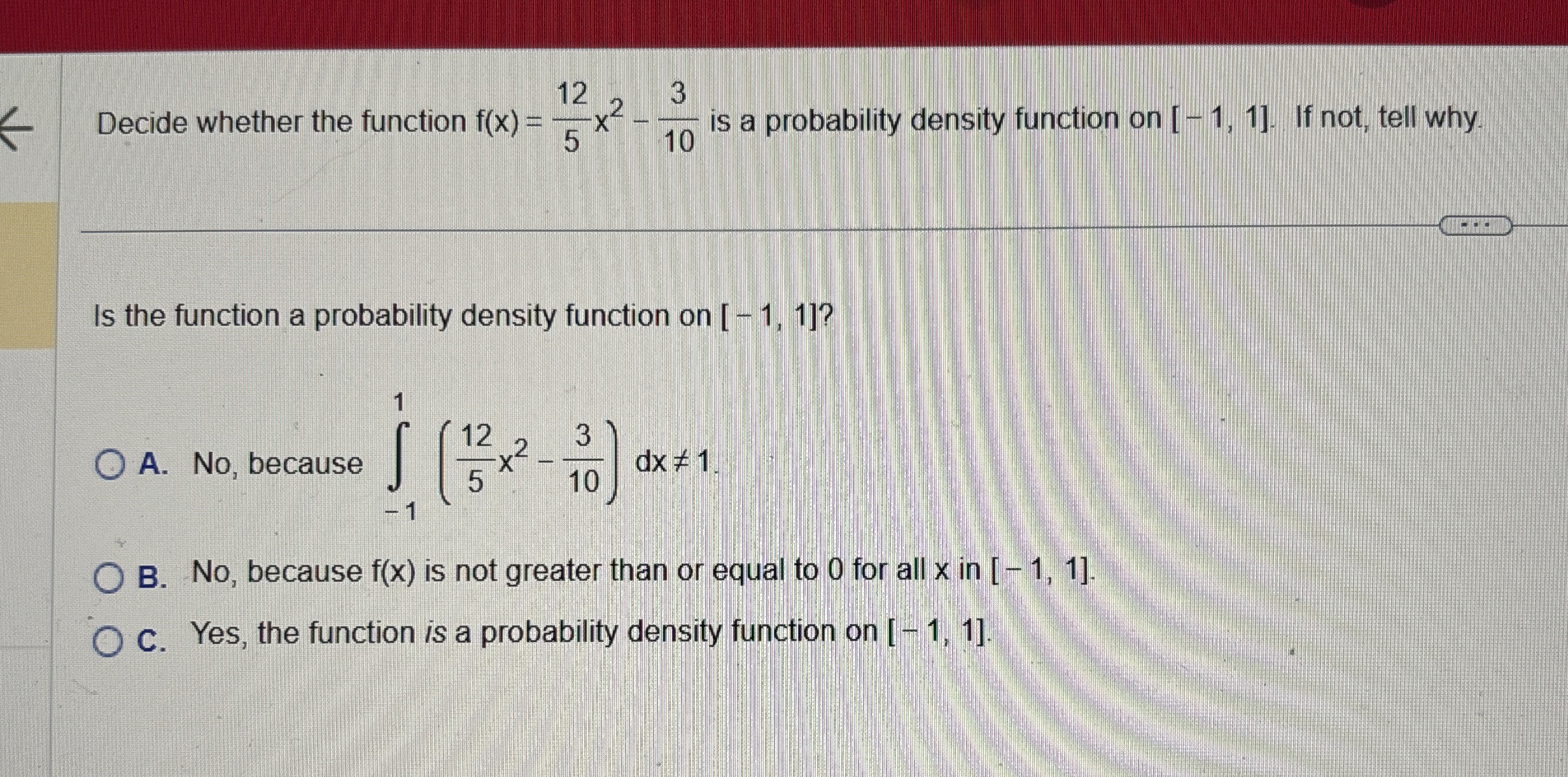 Decide whether the function f ( x ) = 1 2 5 x 2 -
