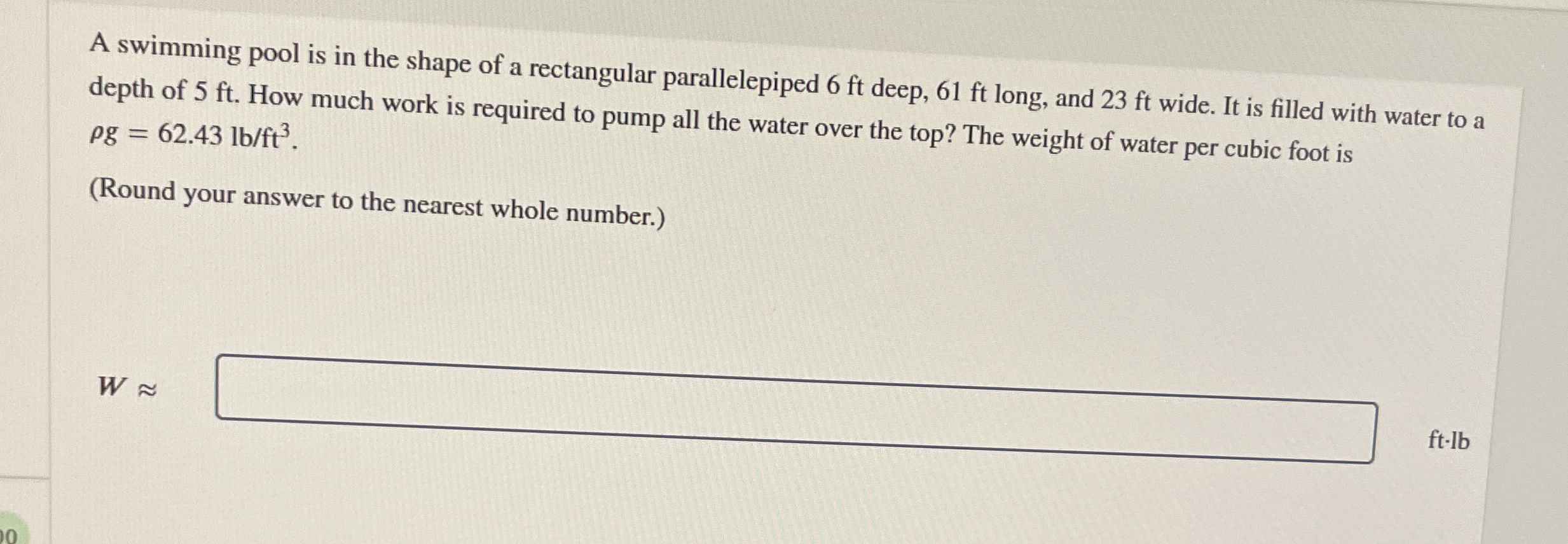 A swimming pool is in the shape of a rectangular