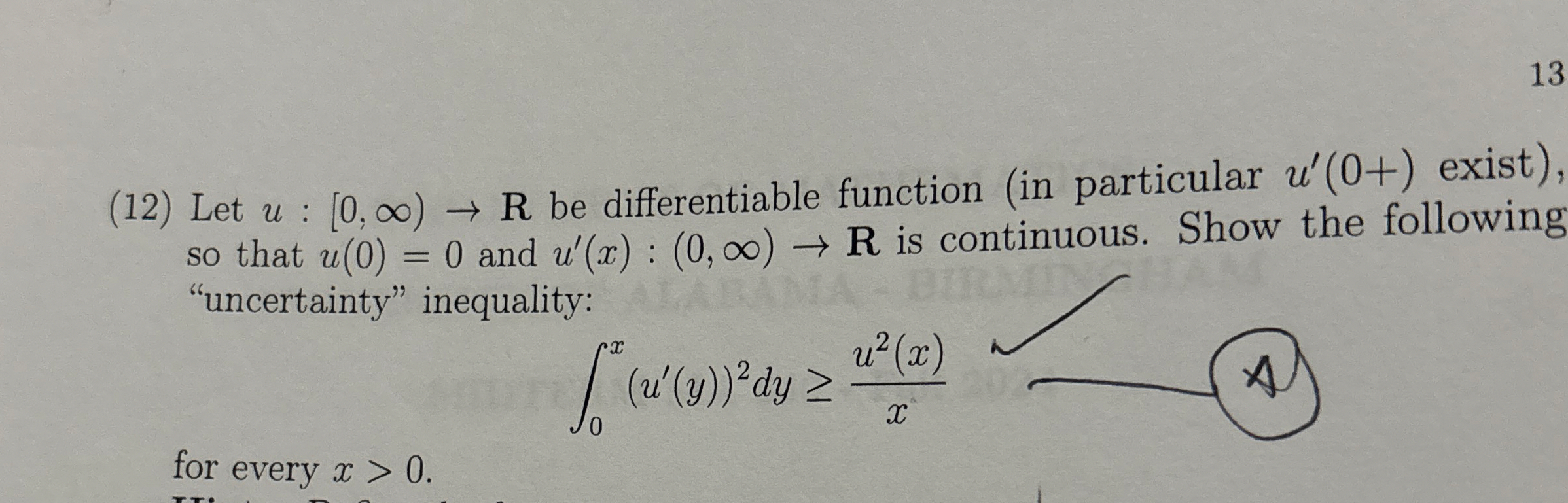 1 3 ( 1 2 ) Let u : [ 0 , ) R be differentiable