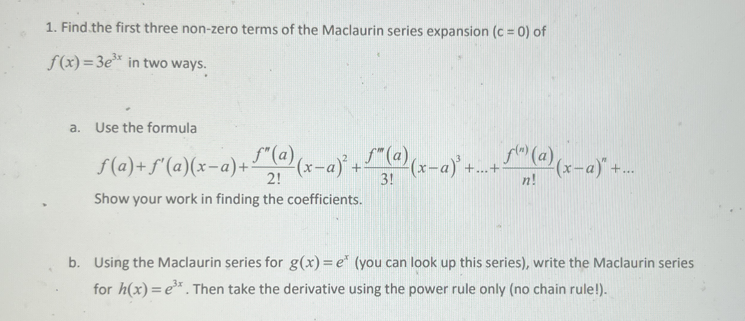 Find the first three non - zero terms of the