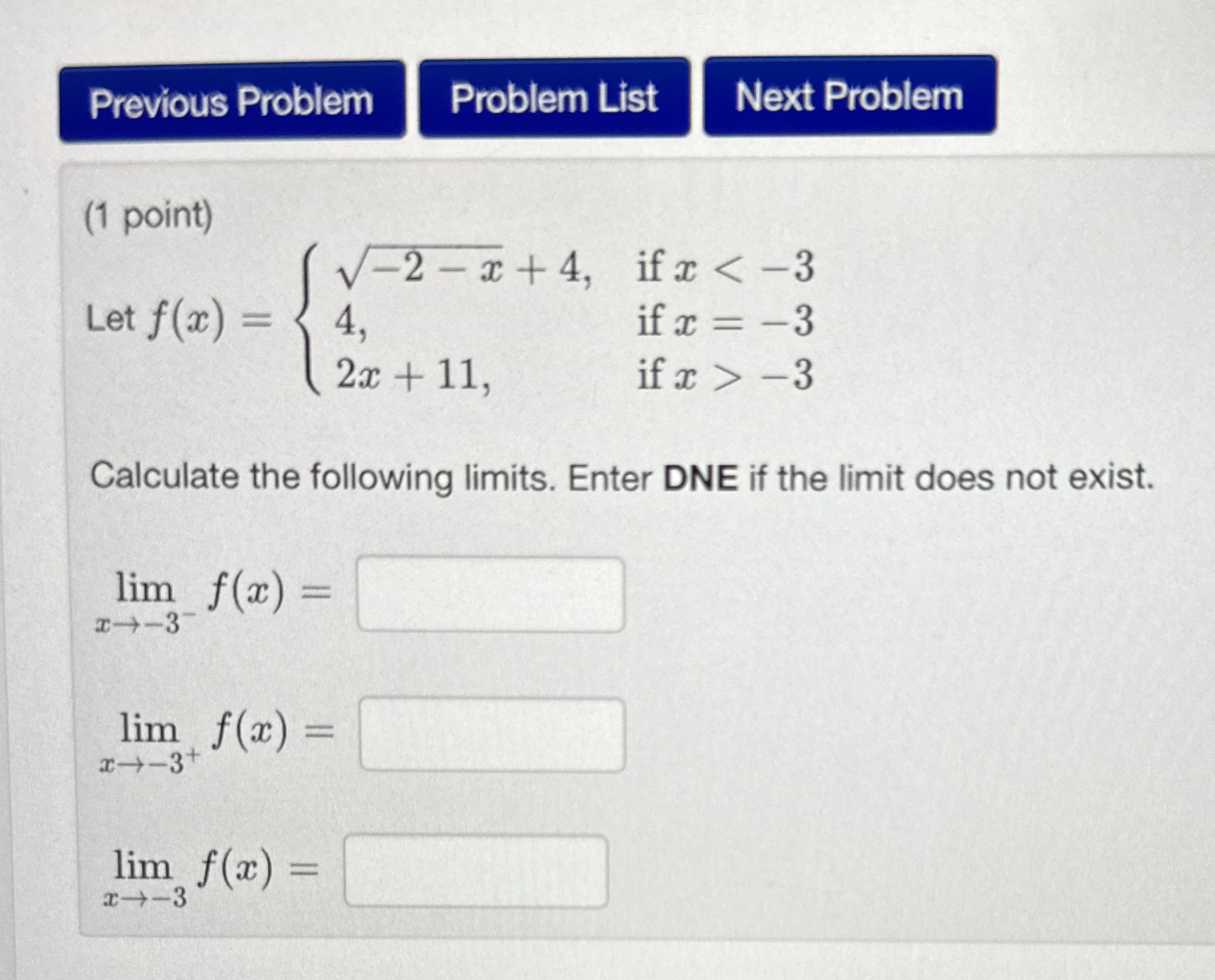 ( 1 point ) Let f ( x ) = { - 2 - x 2 + 4 , i f x