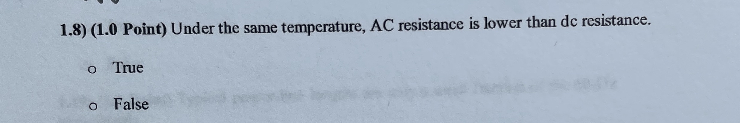 1 . 8 ) ( 1 . 0 Point ) Under the same