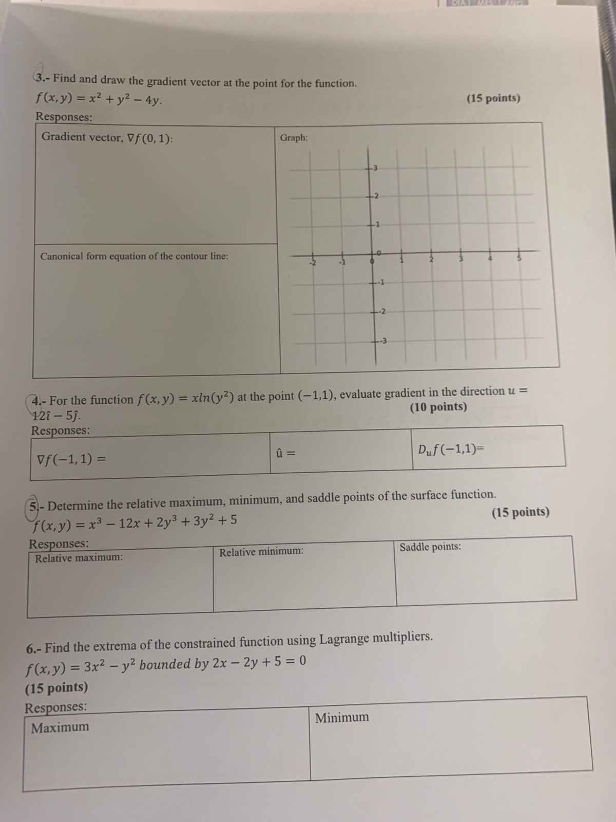 3 . - Find and draw the gradient vector at the