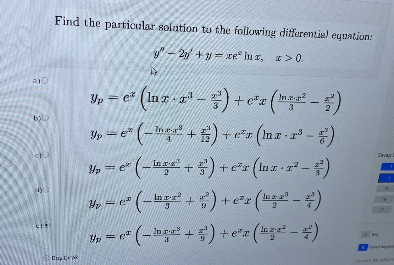 Find the particular solution to the following