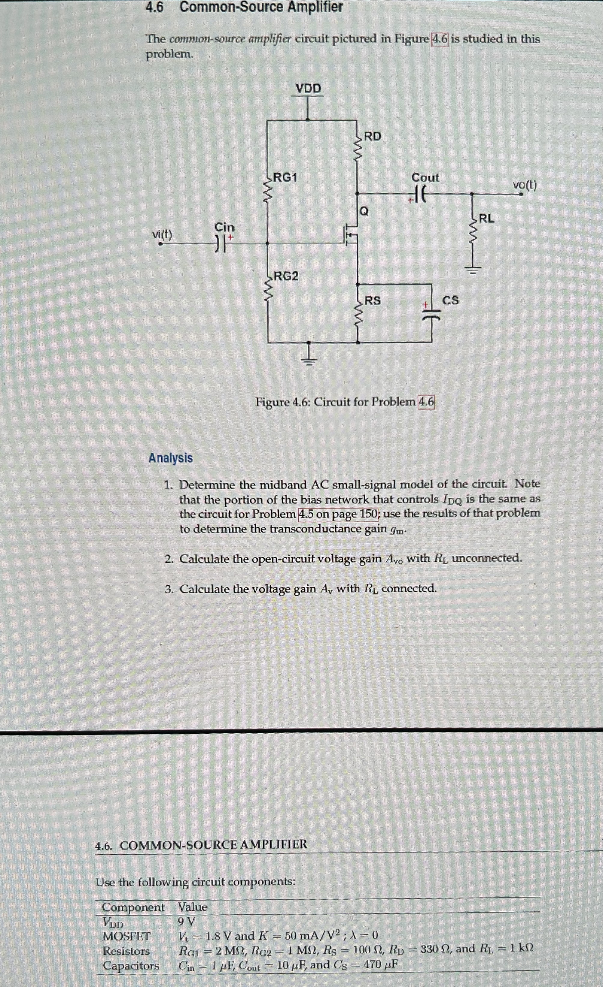 4 . 6 Common - Source Amplifier The common -
