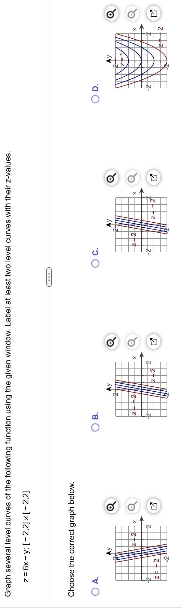 Graph several level curves of the following